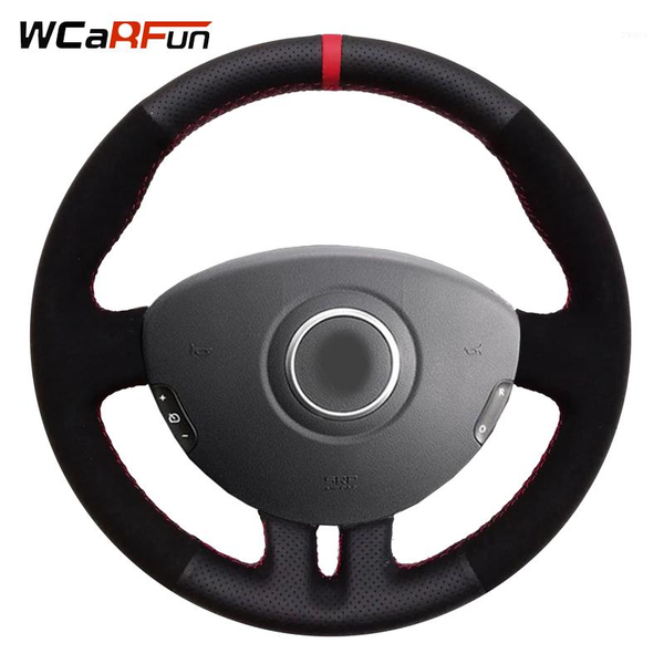 

steering wheel covers wcarfun black leather suede red marker car cover for clio 3 2005-2013 2005-20131