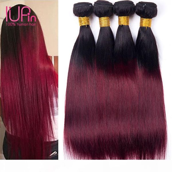 

unprocessed brazilian virgin human hair straight wave peruvian malaysian indian human hair weaving ombre hair extensions two tone 1b-99j, Black