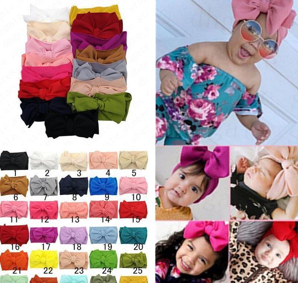 

kids baby girls big bow wide elastic headband hair band wraps infant headbands newborn hairbands hairwraps head wrap turban sale 3x5bu lkc4o, Slivery;white
