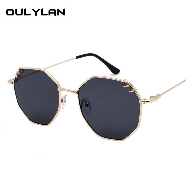 

sunglasses oulylan retro men polygon sun glasses vintage shades for women metal optical eyeglasses brand design black red, White;black