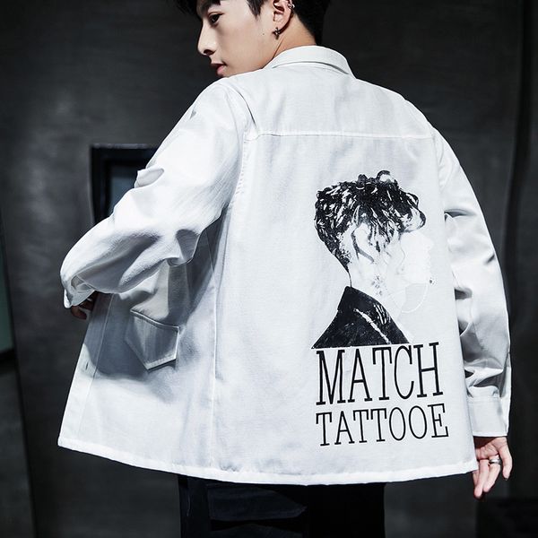 

2021 new men long sleeve fashion print shirts fms0-g01 c1212, White;black