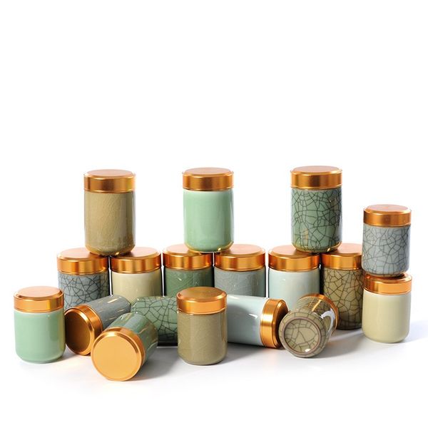 

small ceramic tea caddy tea leaves container kung fu tea case coffee outdoor convenient storage jars 203 j2
