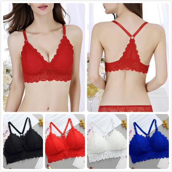 

bras women wire ladies thin cotton lace black white y-line straps none closure for, Red;black