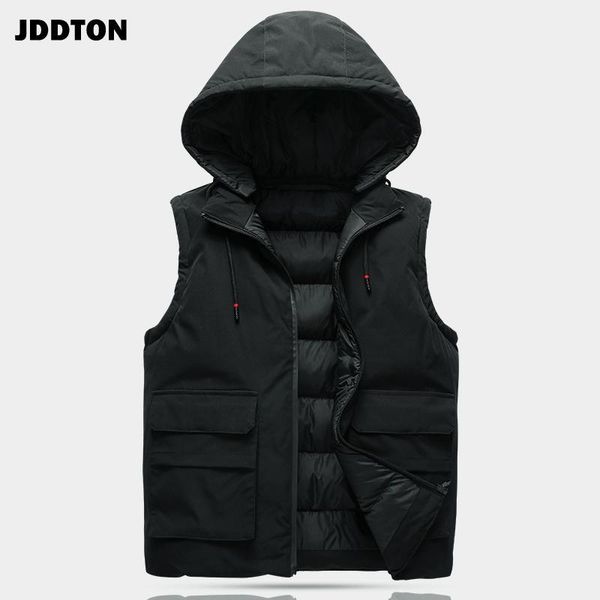 

jddton new men's hooded vests solid color hoodies coats autumn winter cardigan casual loose hip hop man fashion streetwear je3011, Black;white