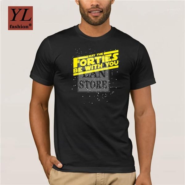 

men's t-shirts 2021 summer fashion street short sleeve t shirt may the forties be with you birthday distressed star1, White;black