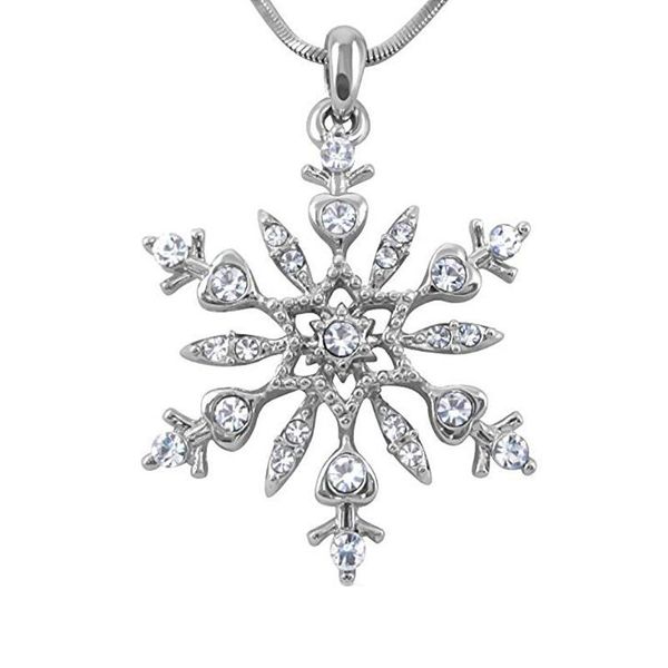 

metal inlaid silver plated large snowflake necklace for christmas women girl gift