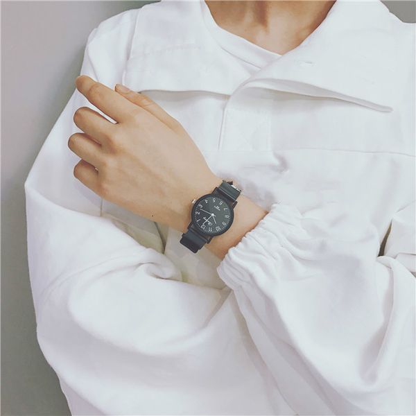 

korean original house style ulzzang watch boys and girls korean version simple fashion ins trend lovers leisure atmosphere, Slivery;brown