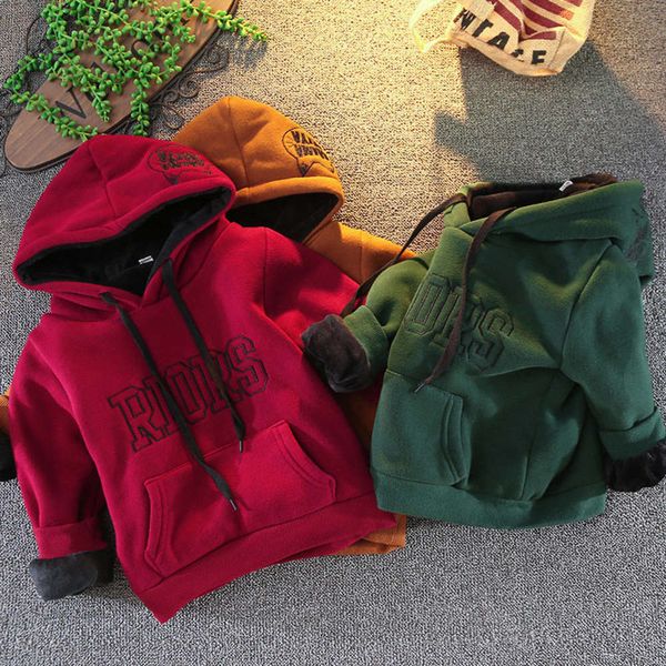 

3 children's clothing boys' plush hooded sweater autumn and 2020 4 pullovers 5 babi 6 extra thick 7 winter fashion cloth 8 years o, Black