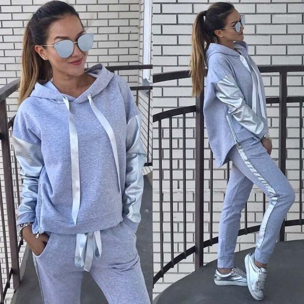 

gym clothing 2pcs/set women sportswear suit casual trousers solid color hooded sweatshirt and pant tracksuit sport pullover sweatshirt1, White;black