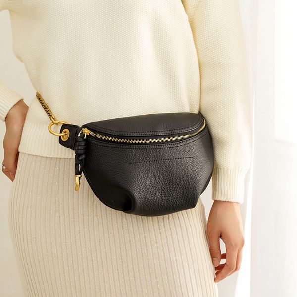 

woonam women fashion hide genuine calf leather waist pack belt chest bag t200113
