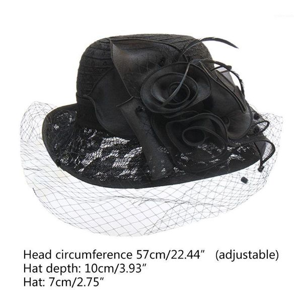 

women retro lace cloche hat mesh veil floral wedding fascinator cap m7dd1, Blue;gray