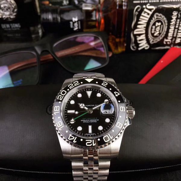 

u1 factory 2020 men's watch wristwatch blue black ceramic bezel stainless steel watch 116710 automatic gmt movement limited edition, Slivery;brown