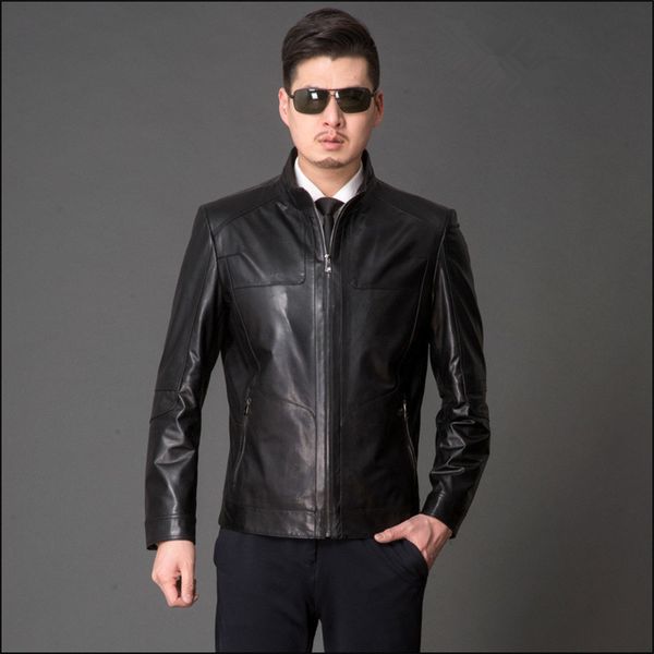

skin genuine sheep jackets chaqueta cuero hombre black male leather motorcycle jacket fy587 0gs6