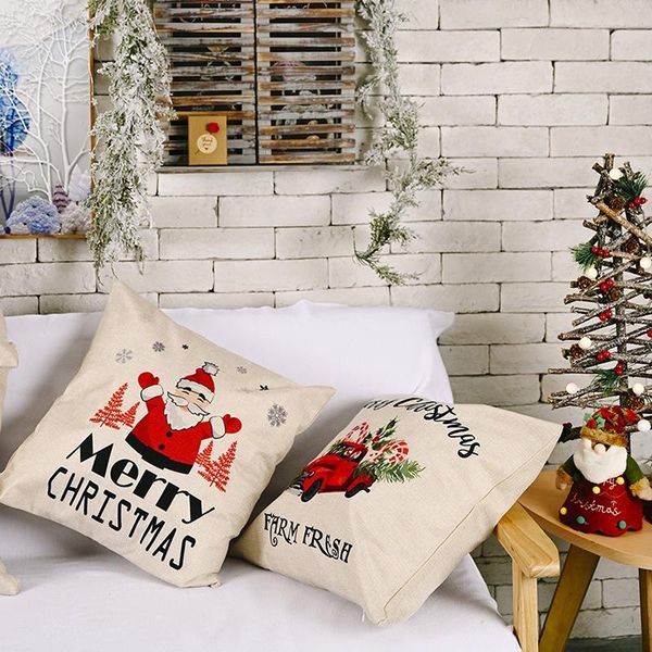

decorative 1pc santa claus car printed cushion cover pillow christmas happy new year decorative sofa cushions pillowcover pillow case