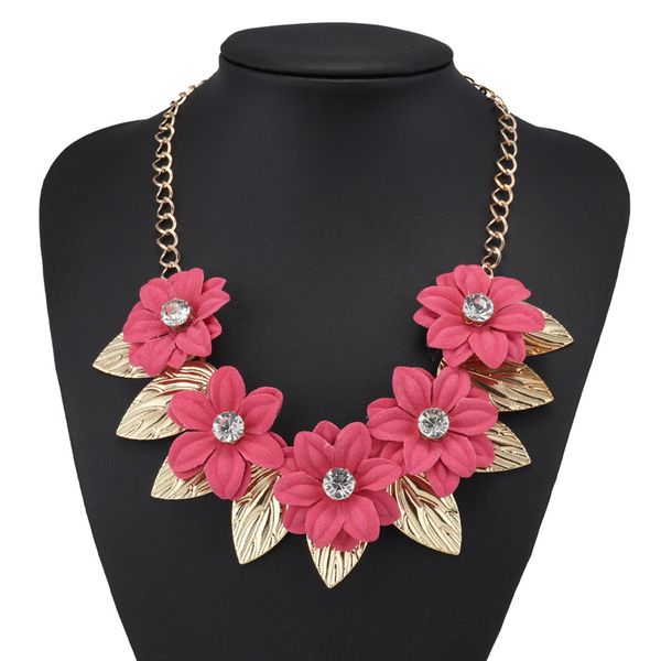 

tenande trendy maxi заявление ожерелья ожерелья листья большой кристалл цветы деревянки подвески для женщин аксессуары колье ювелирные издел, Silver