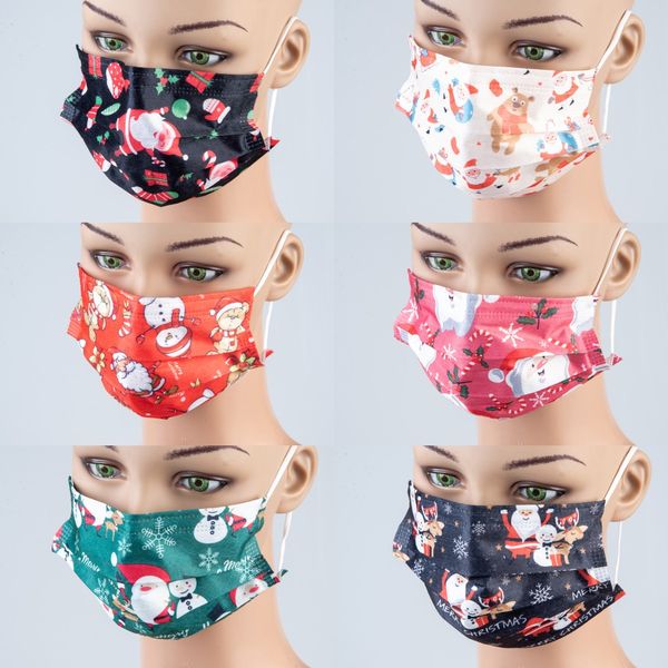 

christmas disposable face masks for xmas 3 layers nonwoven face mask anti-dust mouth cover mask fy0111