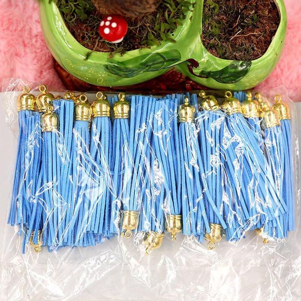 

20pc lot imitation suede tassel diy fringe keychain leather tassels caps straps diy jewelry making charms pendants craft tassels h sqczes