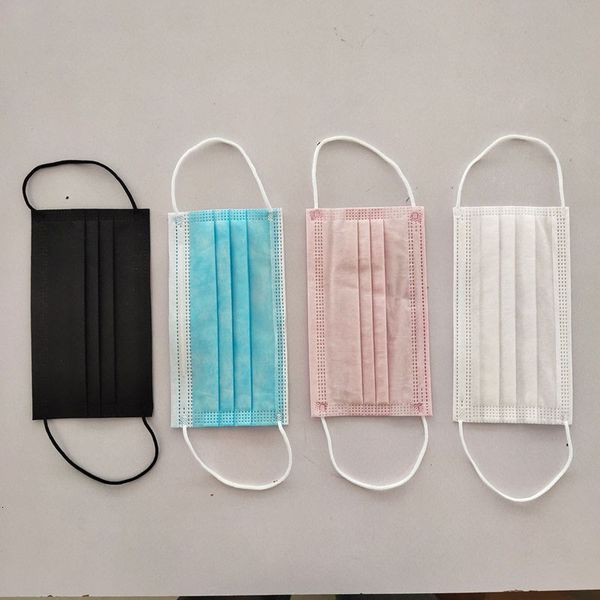 

in stock disposable face masks black pink blue mask with elastic ear loop 3 ply breathable dust air pollution protection pack