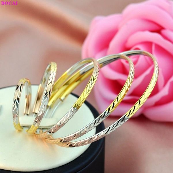 

BOCAI S925 Sterling silver earrings for women Big earring Thai silver color earbobs 2021 new fashion women's ear jewelry, Golden;silver