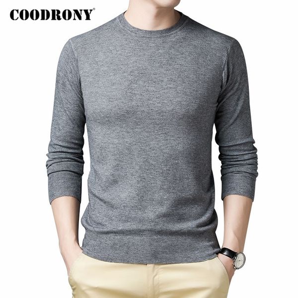 

coodrony brand sweater men clothing autumn winter knitwear soft warm pullover men pure color casual o-neck pull homme c1151 201022, White;black