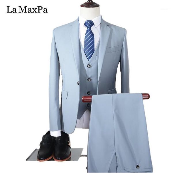 

la maxpa (jacket+pants+vest) 2021 new brand custom made men suit wedding suit for man business formal slim fit prom groom party1, White;black