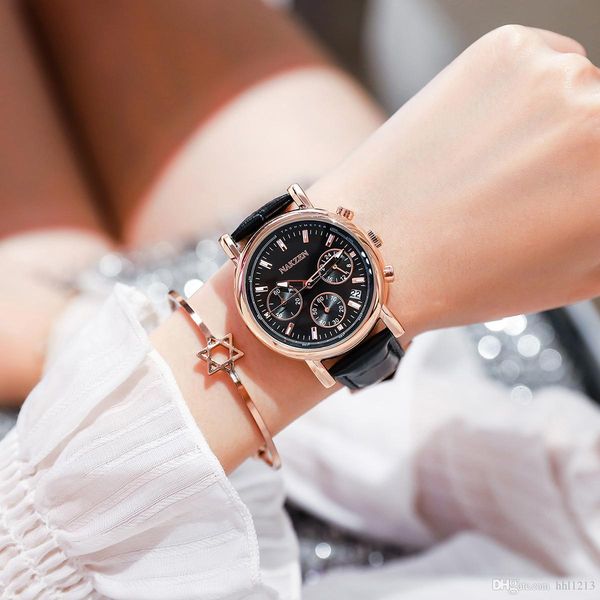 

ladies luxury watch ladies calendar chronograph waterproof multi-function quartz watch fashion leather luminous chain watch5220, Slivery;brown