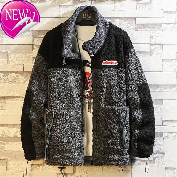

casual england style new 2020 spring autumn cargo fleece jacket men's brand clothes plus oversize m-5xl, Black