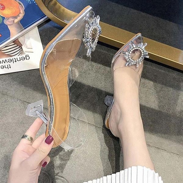 

sandals women pointed clear crystal cup sandals for women high heel summer shoes peep toe shoes size 43 #ts2a, Black