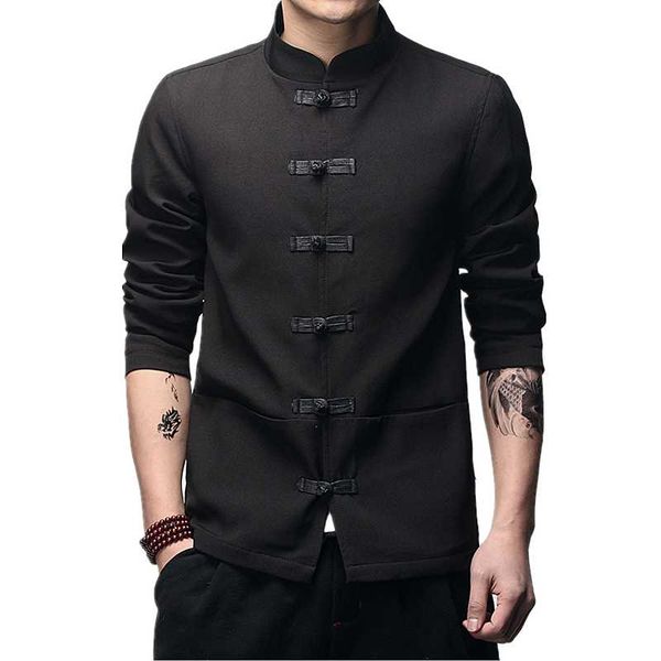 

2021 chinese style men jacket fashion business leisure male coat comfortable jaqueta stand collar large size s-5xl, Black;brown