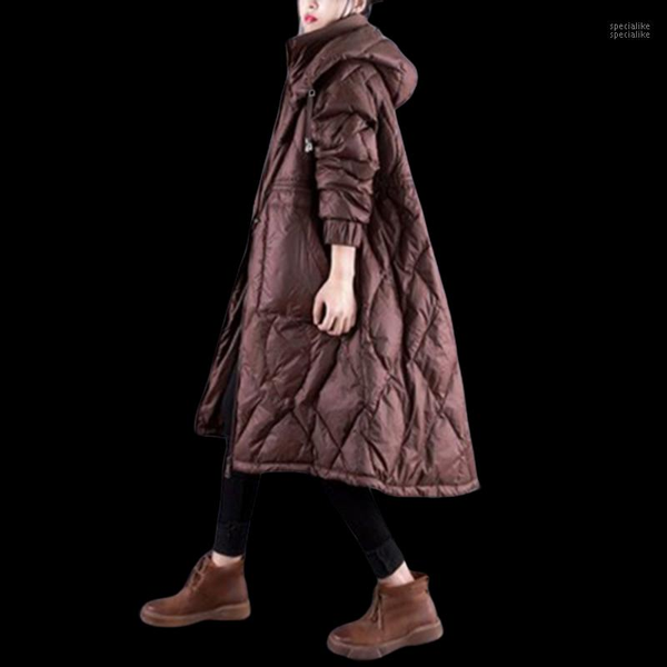 

winter new loose parka down coat female jacket korean white duck down women clothing standing collar hooded thicken women jacket1, Black