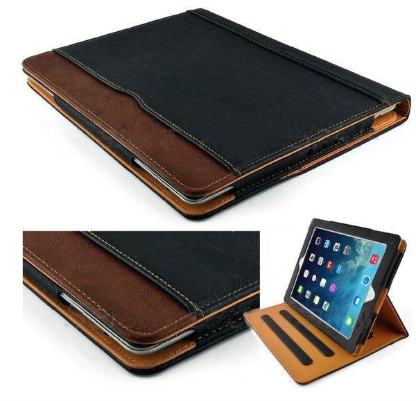 

luxury tan soft leather wallet stand flip case smart cover with card slot for new ipad 9.7 air 2 3 4 5 6 7 air2 pro 10.5 mini
