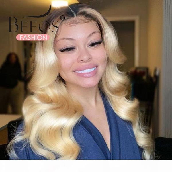 

middle part body wave 13*6 lace front human hair wigs 28 inch brazilian remy ombre 613 blonde deep part wig pre plucked colored, Black;brown