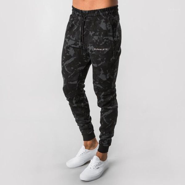 

running pants men camouflage jogging sweatpants gym workout slim fit trousers jogger skinny pencil1, Black;blue