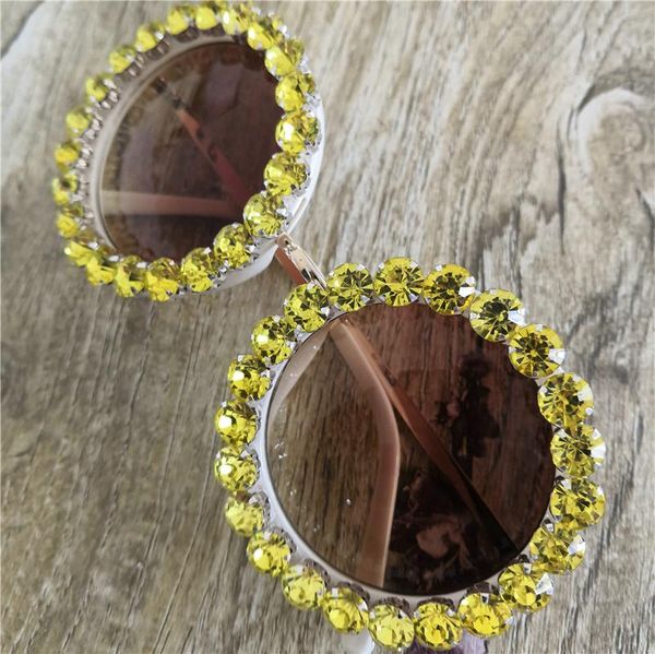 

sunglasses ladies luxury beautiful crystal color mirror vintage diamond extra large round party fml, White;black