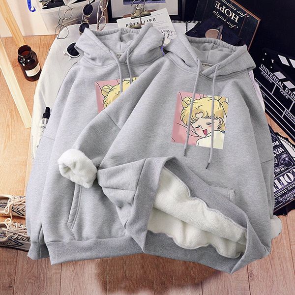 

oand thickened imitation cashmere sweater women's cotton hooded autumn winter 2020 new korean large loose fashion, Black