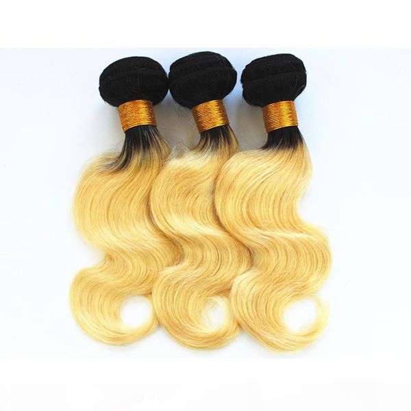 

блондин цвет человека пучки волос объемная волна малазийский индийский бразильский виргинские человека ткет волос 3 или 4 пачки цвет t1b 613, Black