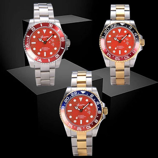 

mechanical china automatic men's movement business watch blue glass 316l stainless steel case fashion watch, Slivery;brown