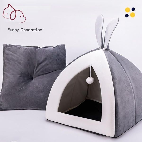 

cat beds & furniture ears shape bed for cats cave dog medium dogs cute house basket accessories1