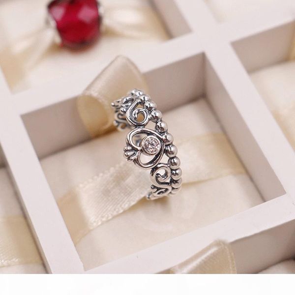 

christmas presentsilver rings women girls jewelry for princess tiara crown ring with original box wedding ring sets, Slivery;golden