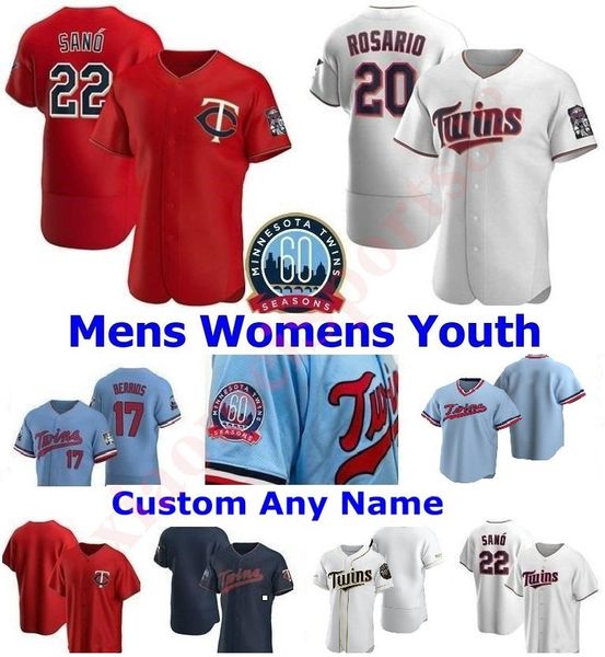 

2020 twins men women kids josh donaldson astudillo arraez polanco miguel sano byron buxton max kepler cruz minesota baseball jerseys, Blue;black