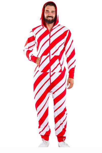 

2020 men christmas onesies home wear deer snowman stripe print multicolor large hooded zipper men jumpsuit casual pajamas fall winter new, Black