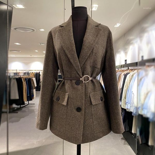 

new style korean loose herringbone wool suit jacket for autumn and winter vintage jacket female high-quality office coat elegant1, White;black