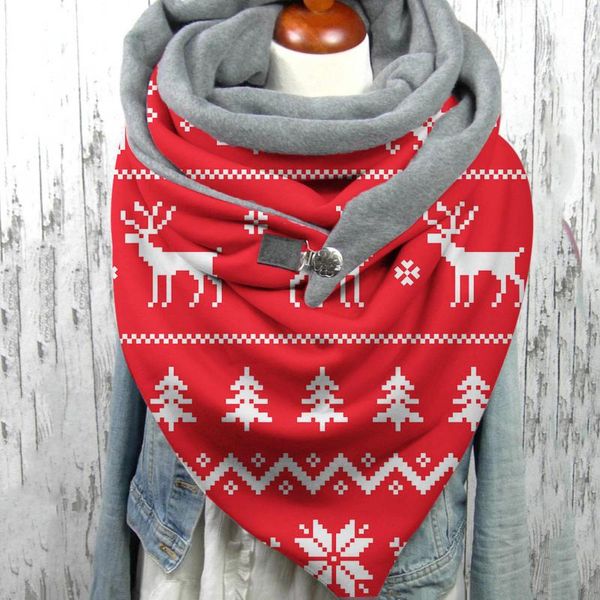 

scarves shawls casual warm knitted femme foulard cheveux fashion winter women christmas print button soft wrap 2020 #t1g, Blue;gray