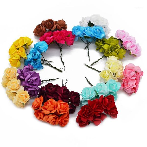 

decorative flowers & wreaths 144pcs 3cm artificial azaleas paper flower diy craft rhododendron fake rose home wedding decoration1