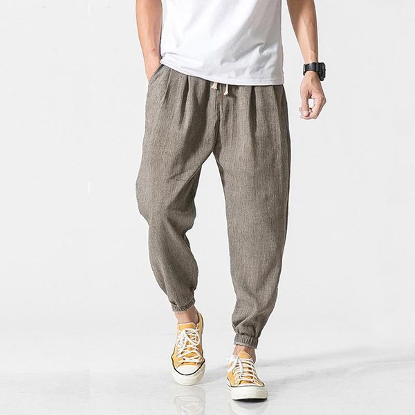 

new casual harem pants men jogger pants chinese traditional harajuku summer clothe linen loose casual1, Black