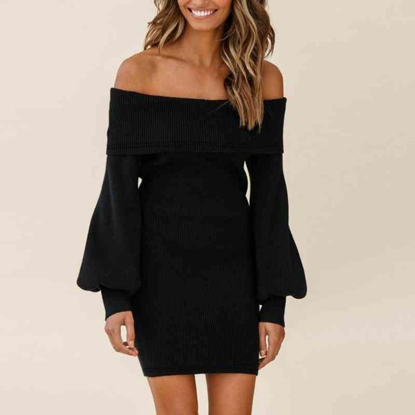 

women casual elastic waist ribbing knit dress autumn winter mini dress long sleeve for office, Black;gray