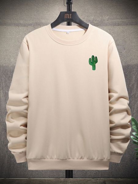 

men cactus print sweatshirt v7ct#, Black