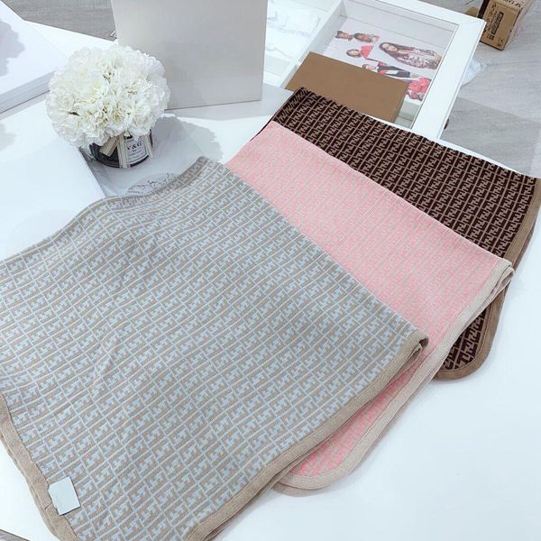 

2020 spring and autumn new baby blankets double jacquard air conditioning letter knitted cotton blanket