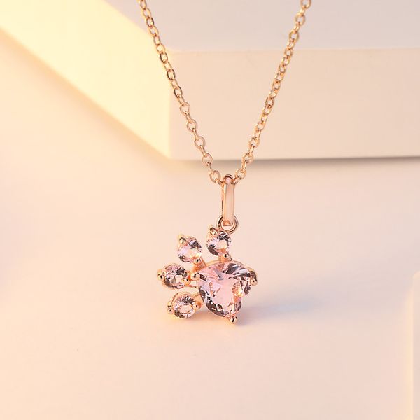 

new necklace footprint pink diamond pendant, Silver