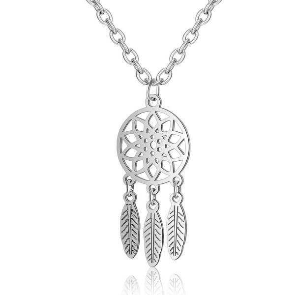 

european and american selling titanium necklace female indian dream catcher stainless steel pendant nec q1209, Bronze;silver